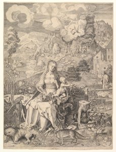 Jomfru og barn i et landskap, ca. 1597. av Aegidius Sadeler II