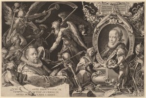 Bartholomaeus Spranger og hans avdøde kone Christina Muller av Aegidius Sadeler II, after Bartholomaeus Spranger