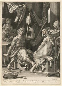 Hercules og Omphale av Aegidius Sadeler II, after Bartholomaeus Spranger