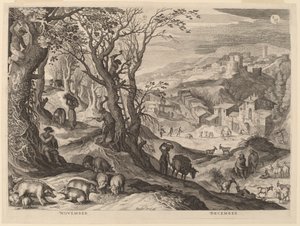 november og desember av Aegidius Sadeler II after Paul Bril