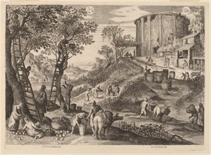 september og oktober av Aegidius Sadeler II after Paul Bril