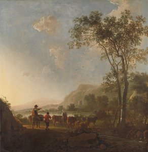 Landskap med gjetere og storfe av Aelbert Cuyp (follower of)