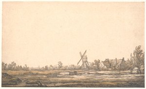 Landskap med mølle