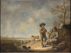 Gjetere som spiller fløyte av Aelbert Cuyp