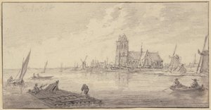 Tømmerflåter utenfor Dordrecht av Aelbert Cuyp