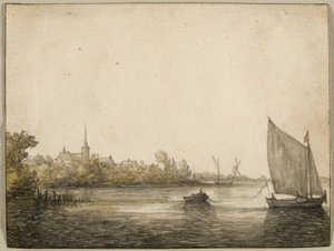 Utsikt over IJsselmonde sett over den nye Maas, ca. 1640 av Aelbert Cuyp