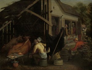 Par som elsker på et Country Inn av Aert Pietersz. (attributed to)