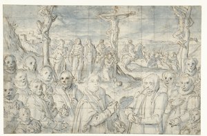 Korsfestelse med en grunnlegger og hans familie av Aert Pietersz.