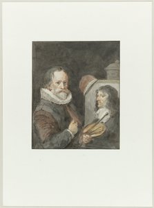 Portrett av Michiel van Mierevelt, mens han Jacob Willemsz. Delff maler av Aert Schouman