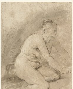 Knelende naken kvinne med utstrakte armer av Aert de Gelder (attributed to)