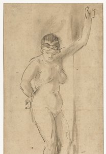 Stående naken kvinne med løftet arm av Aert de Gelder (attributed to)