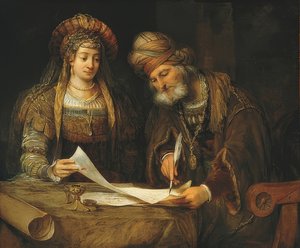 Ester og Mordechai. 1675 av Aernt de Gelder