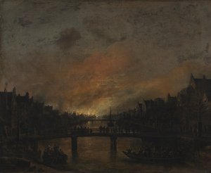 Brann i Amsterdam by Night av Aert van der Neer