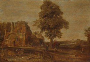 Landskap med vertshus av Aert van der Neer