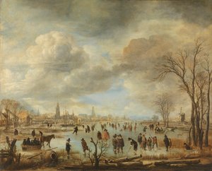 River View om vinteren, ca. 1655-60 av Aert van der Neer
