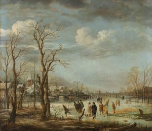Elveutsikt om vinteren, 1630-60 av Aert van der Neer