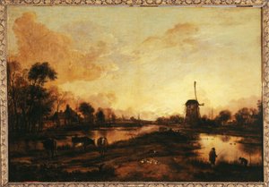 Solnedgang på Yssel, ca. 1645 (olje) av Aert van der Neer