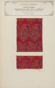 Figuret silkestoffprøve laget i Herat, fra The Collection of the Textile Manufacturers of India, av John Forbes Watson, utgitt i 1866 av Afghan School