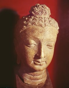 Buddha-hode, gresk-buddhistisk stil, fra Hadda (keramikk)