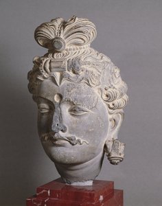 Leder for en Bodhisattva, gresk-buddhistisk stil, fra Buner, 2. århundre (skifer) av Afghan School