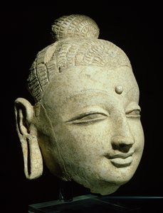Leder for en smilende Buddha, gresk-buddhistisk stil, fra Afghanistan, 1.-4. århundre (stucco) av Afghan School