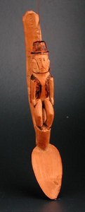 Figur av en europeisk mann sittende på en skjeskaft, Sørøst-Afrika, sent på 1800-tallet (tre) av African