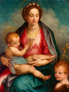 Madonna og barn med St John av Andrea del (after) Sarto