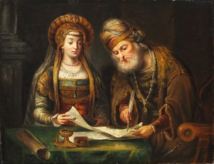 Esther og Mordecai av After Arent de Gelder