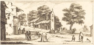 En kirke av After Jacques Callot