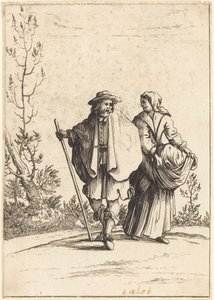 Tiggerpar, med landskap i bakgrunnen av After Jacques Callot