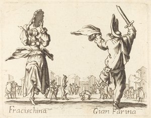 Fracischina og Gian Farina av After Jacques Callot