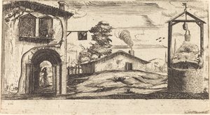 Landskap med en brønn av After Jacques Callot