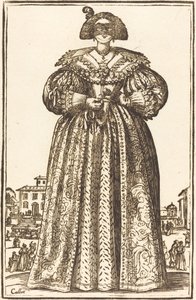Maskert adelig kvinne av After Jacques Callot