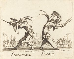 Scaramucia og Fricasso av After Jacques Callot