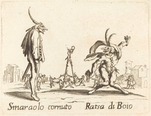 Smaralo Cornuto og Ratsa di Boio av After Jacques Callot