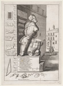 Statue av Pasquin i huset til kardinal Ursino, publisert etter 1582., publisert etter 1582. av After Nicolas Beatrizet.