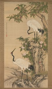 Traner, ferskentre og kinesiske roser, tidlig på 1700-tallet. av After Shen Quan