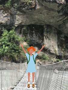 Walking on a Bridge , 2023 (digital kunst på fotografi) av Agnes Girardon