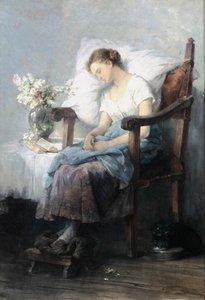 Søvn (olje på lerret) av Agnes Grunenwald