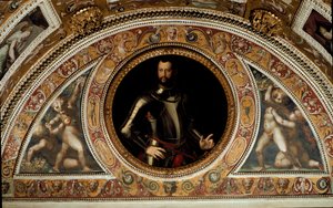 Portrett av Cosimo I de Medici, storhertug av Toscana og far til Francesco I (maleri på skifer av Agnolo (after) Bronzino