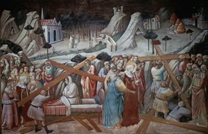 St. Helena graver for å finne det sanne korset, fra Legenden om den sanne kors-syklusen av Agnolo Gaddi, kapellet ved basilikaen Santa Croce, Firenze, ca. 1380