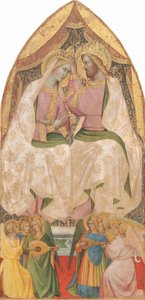 Jomfruens kroning med seks engler, ca. 1390.