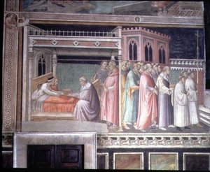 The Miracle of the Sacred Girdle, detalj fra syklusen til The Life of the Virgin og Legend of the Sacred Girdle, fra Capella della Sacra Cintola av Agnolo Gaddi