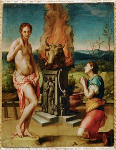 Pigmalion og Galatea (maleri på tre) av Agnolo di Cosimo Bronzino