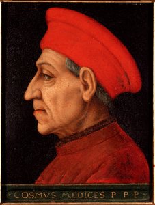 Portrett av Cosimo (Cosimo de Medici), kjent som Cosimo den gamle Medici (1389-1464) Maleri av Allori Angelo di Cosimo dit Bronzino (1503-1572) Palace Medici-Riccardi (Medici Riccardi) Firenze av Agnolo Bronzino