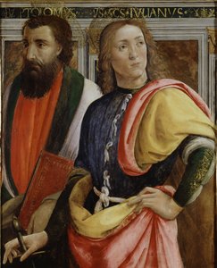 Sts Bartholomew og Julian the Hospitaler (tempera, olje og gull på panel) av Agnolo di Domenico