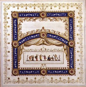 Design for et nyklassisk tak (akvarell, gouache, penn og blekk og bladgull på papir) av Agostino (attr.) Brunias