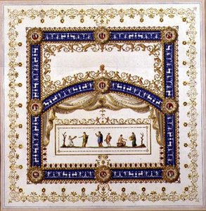 Design for et nyklassisk tak (akvarell, gouache, penn og blekk og bladgull på papir) av Agostino (attr.) Brunias