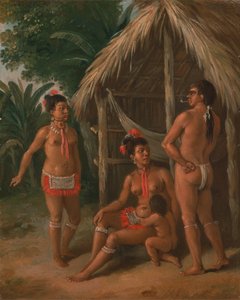 En Carib-familie på Leeward Islands utenfor en hytte, ca. 1780. av Agostino Brunias