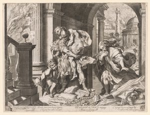 Aeneas og hans familie på flukt fra Troja, 1595.